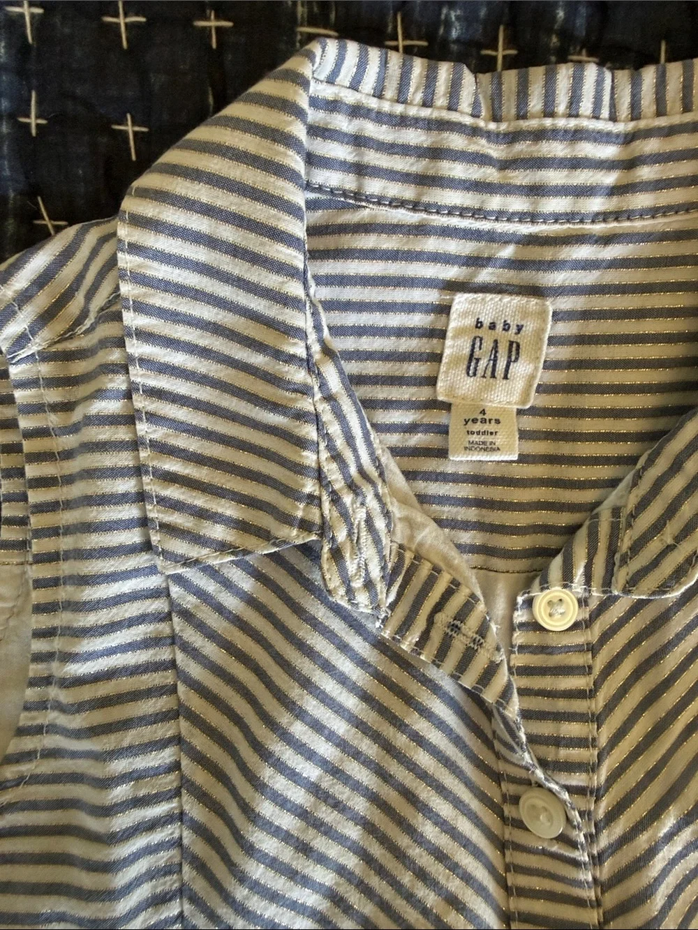 GAP Blue and White Striped Sleeveless Shirt Dress